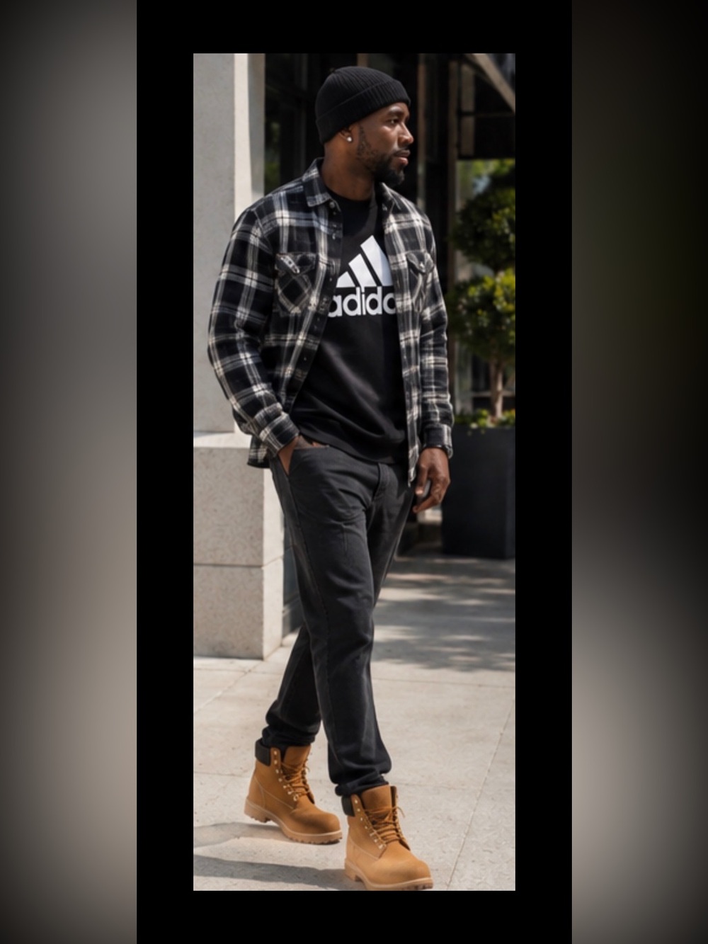 adidas Black Sweatshirt with Olive Green Cargo Pants NWT - Picture 1 of 7